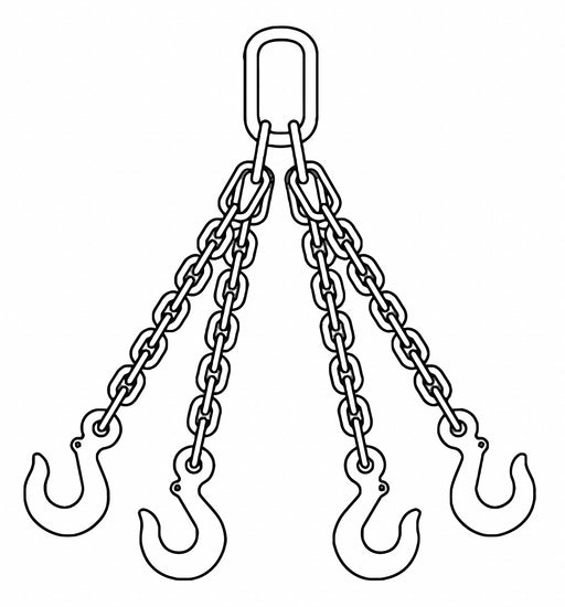 Chain Sling 3/8 in Size G80 5 ft L QOS
