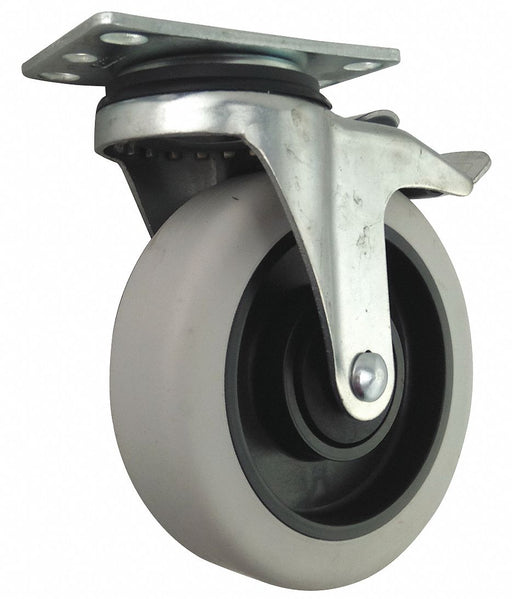 Plate Caster Swivel Rubber 6 1/8 H