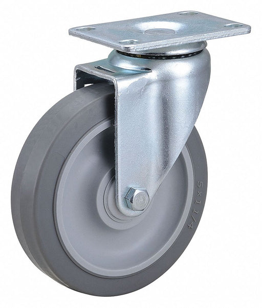 Plate Caster Swivel Rubber 6 3/16 H