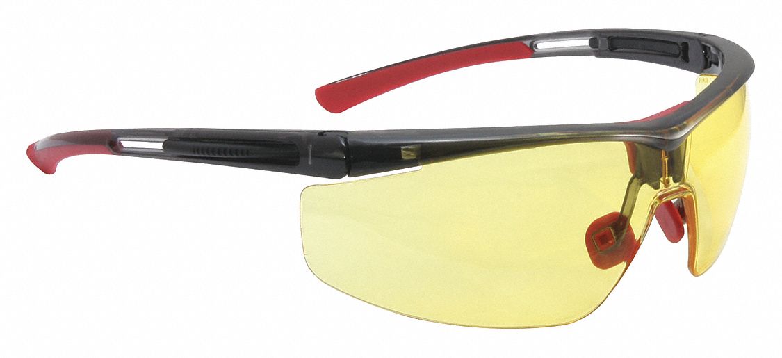 Safety Glasses Amber Lens Black Frame