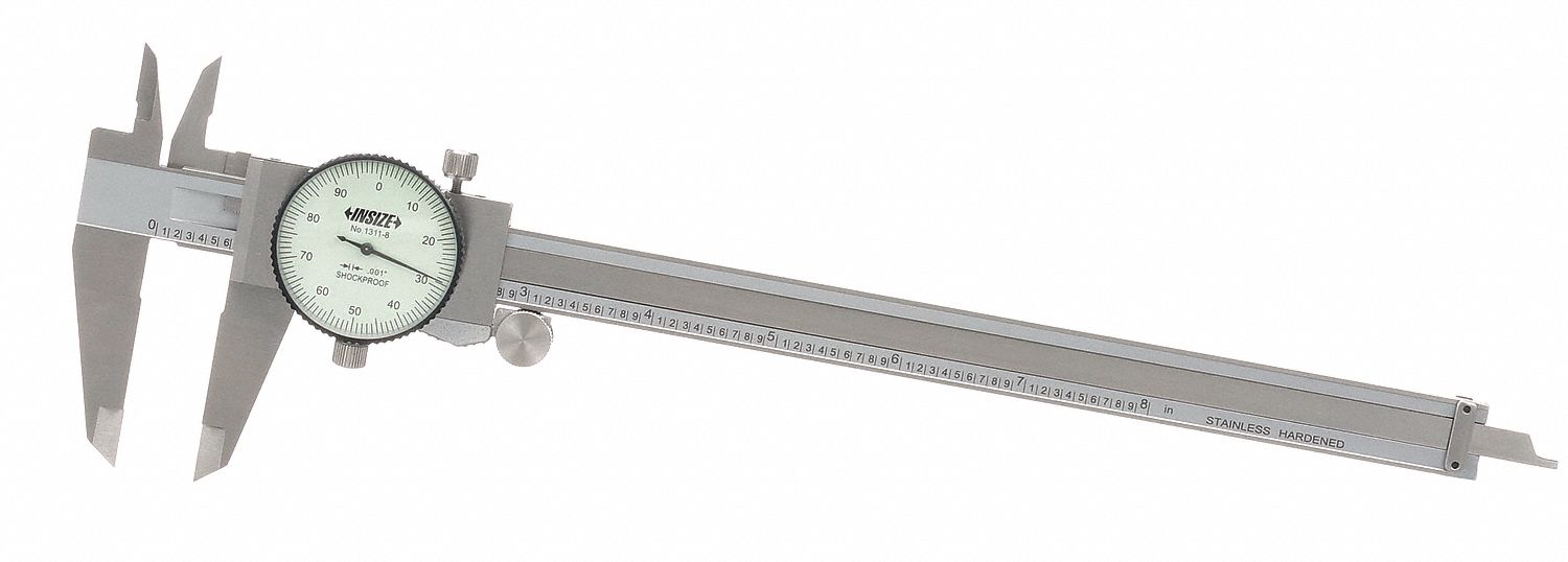 Dial Caliper 0-8 Range 1-1/2 Jaw D White