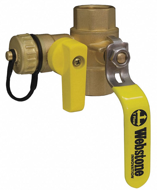 LL Brass w/Drain 3-Way IPSxHose Cap 1 in