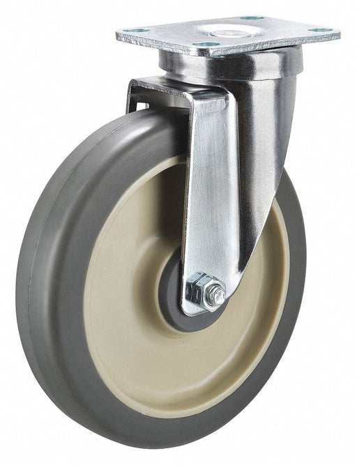 Plate Caster Swivel Rubber 6 3/16 H