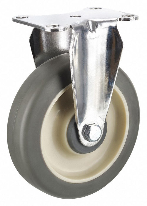 Plate Caster Rigid Rubber 6 3/16 H