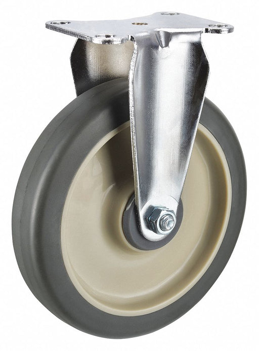 Plate Caster Rigid Rubber 7 1/4 H