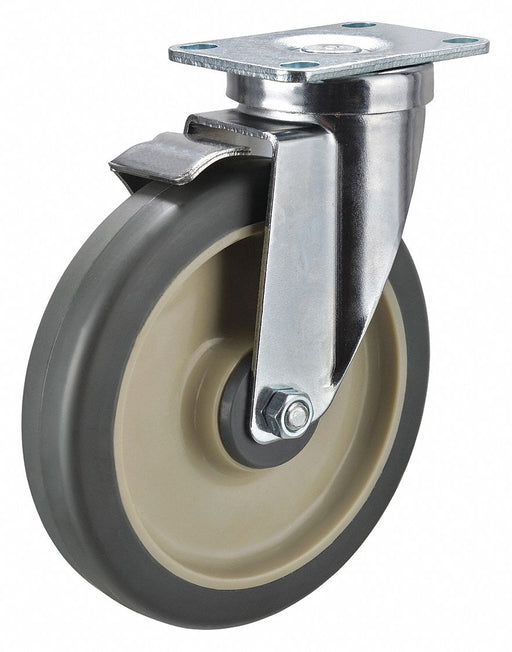 Plate Caster Swivel Rubber 5 1/8 H