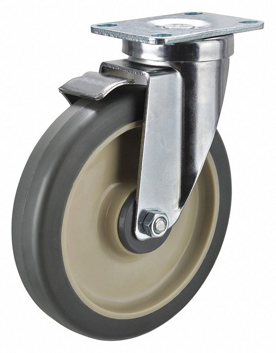 Plate Caster Swivel Rubber 5 1/8 H