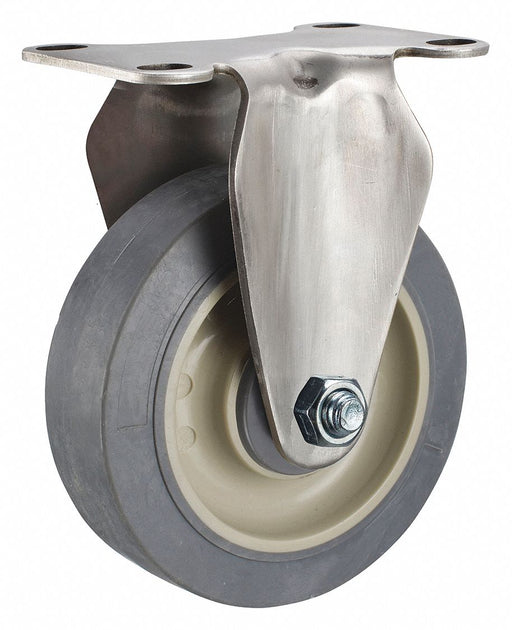Plate Caster Rigid Rubber 5 1/8 H