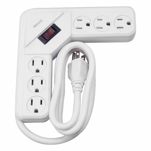 Power Strip White 8-1/2 in 6 Outlets