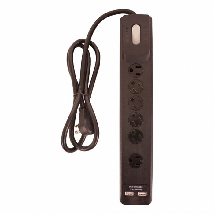 Surge Protector Black 5 in 6 Outlets