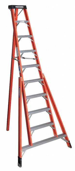 Tripod Stepladder H 10 ft Spread 71 In