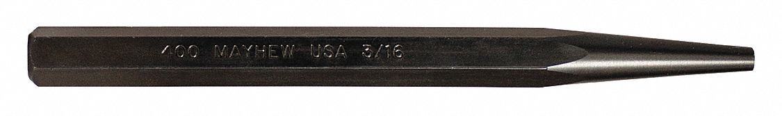 Solid Punch 5in L 3/16in Tip Steel BO