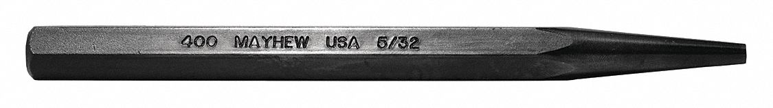 Solid Punch 5in L 5/32in Tip Steel BO