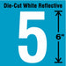 Number Label Vinyl 6 in H 2-3/4 in W