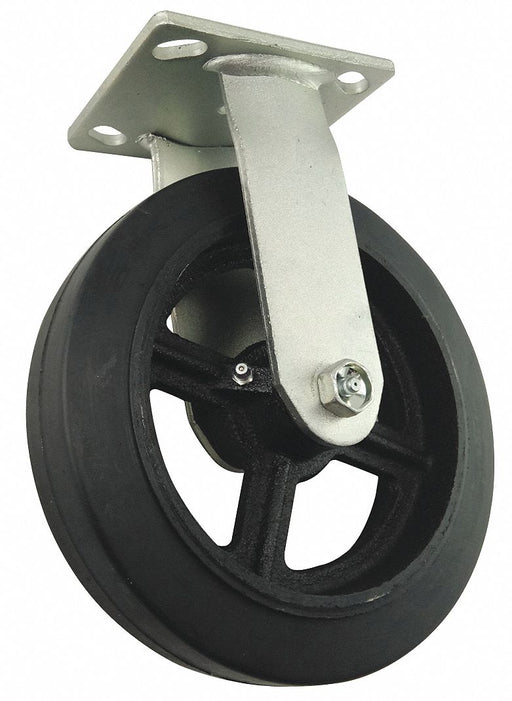 Plate Caster Rigid Rubber 9 1/2 H