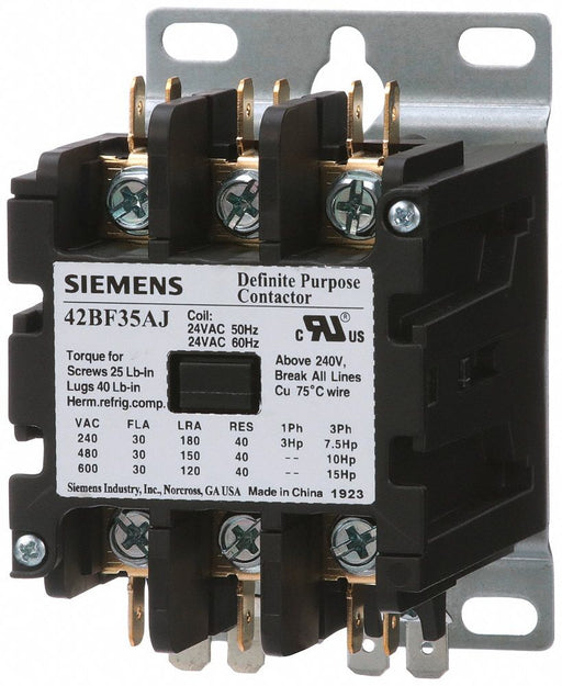 DefinitePurposeContactor 24VAC 3P 30A