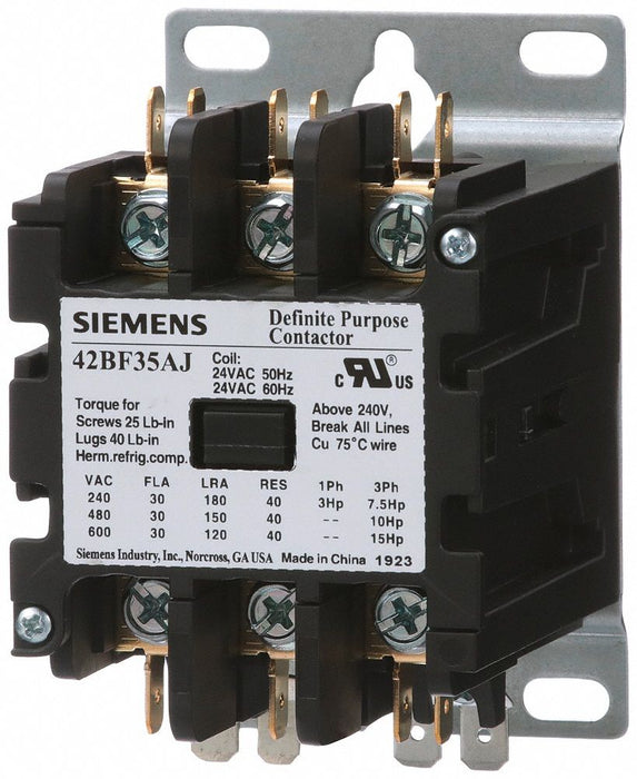 DefinitePurposeContactor 24VAC 3P 30A