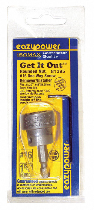 One-WayScrewRemoverScrDrv Hex #16 Hex