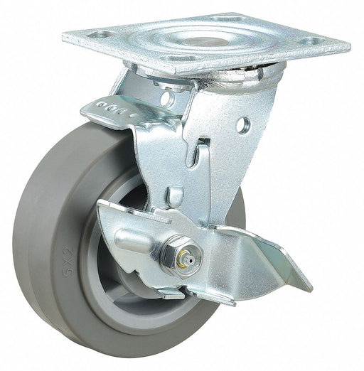 Plate Caster Swivel Rubber 6 1/2 H