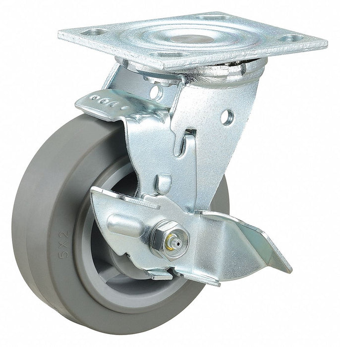 Plate Caster Swivel Rubber 6 1/2 H