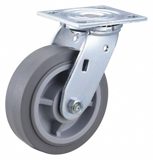 Plate Caster Swivel Rubber 7 1/2 H