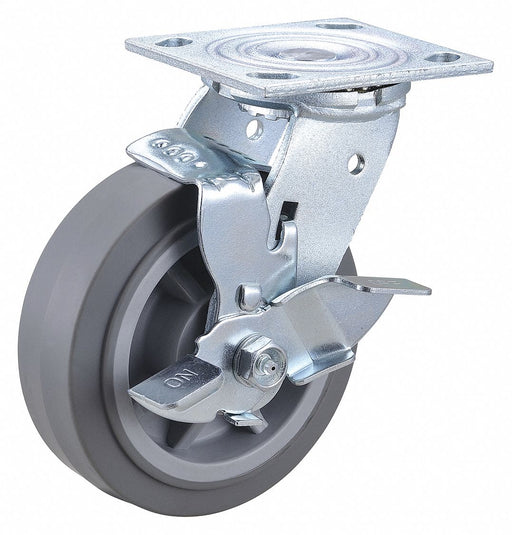 Plate Caster Swivel Rubber 7 1/2 H