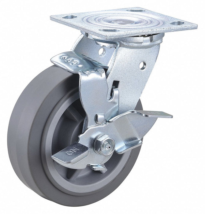 Plate Caster Swivel Rubber 7 1/2 H