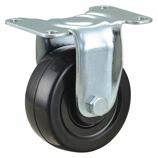 Plate Caster Rigid Rubber 3 3/4 H