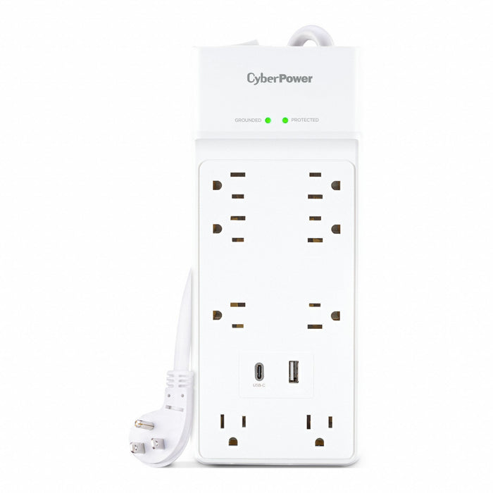 Outlet Strip White 9-3/4 in 8 Outlets