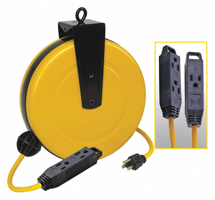 ExtensionCordReel Yellow 30ft 14AWG