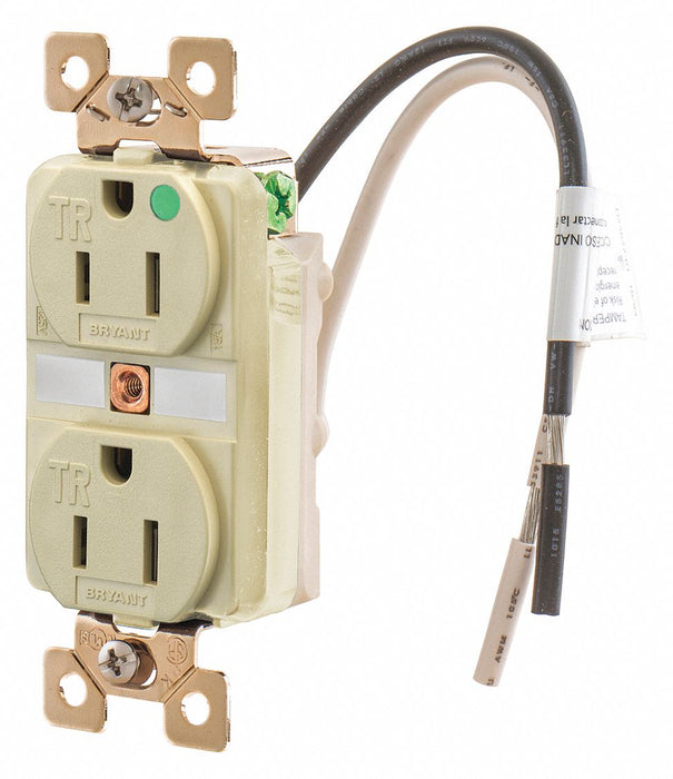 Receptacle 2 Poles 3 Wires Ivory 0.5 HP