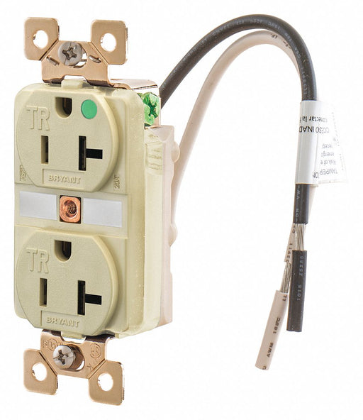 Receptacle 2 Poles 3 Wires Ivory 1.0 HP