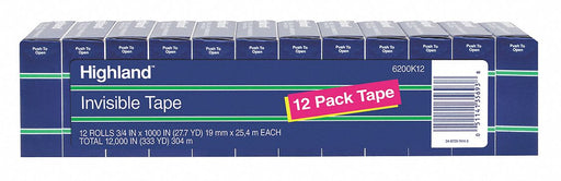 Invisible Tape 0.75 in.W x 28 yd.L PK12