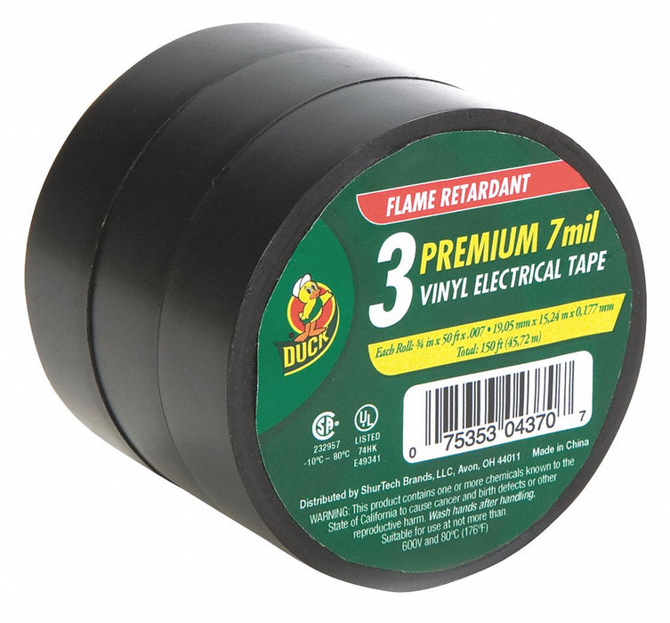 Electrical Tape 0.75 inx 50yd Black PK3