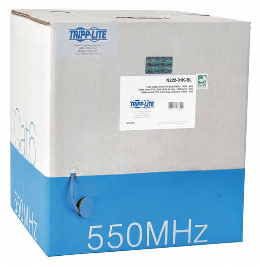 Cat6 Cable Bulk Solid PVC Blue 1000ft