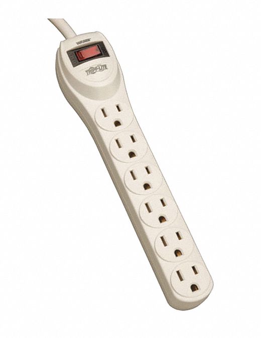Outlet Strip Gray 9-7/16 in 6 Outlets