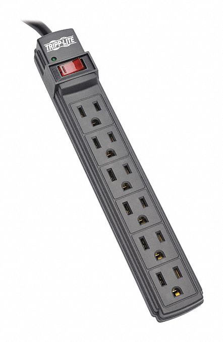 Power Strip 6-Outlet Black 6ft cord