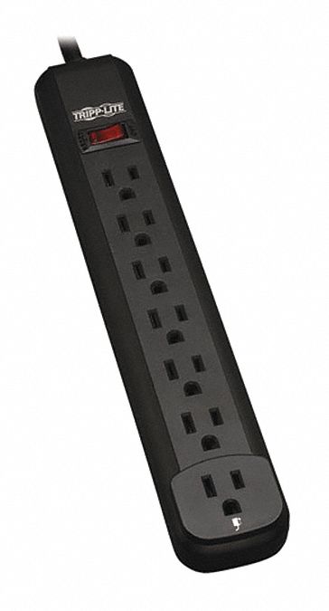 Power Strip 7-Outlet Black 12ft cord