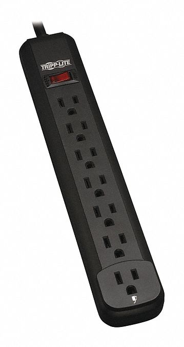 Power Strip 7-Outlet Black 25ft cord