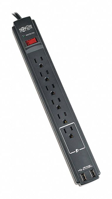 Surge 6 Outlet 6ft cord 990J 2xUSB TAA