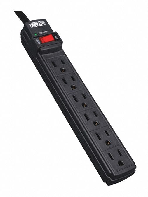 Surge 6 Outlet 6ft cord 360J Black LED
