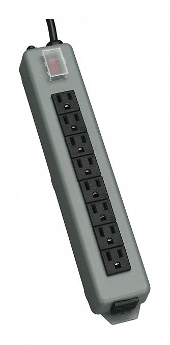 Outlet Strip Gray 12-1/2 in 9 Outlets