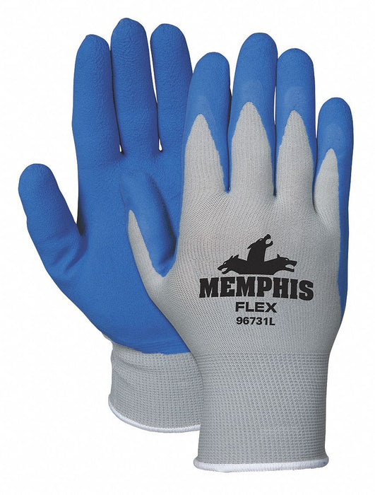 Gloves Nylon Knit Large Blue/Gray PK2