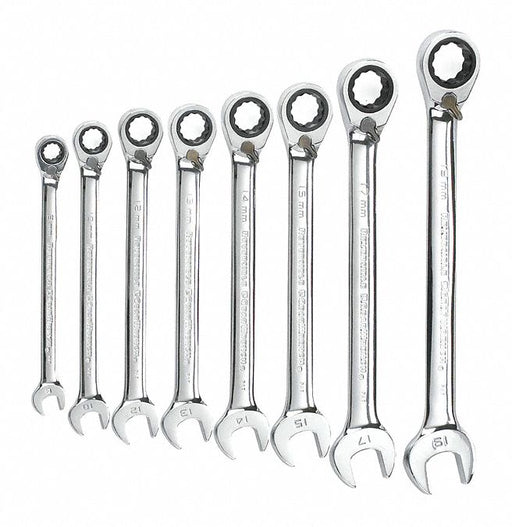 Rat Wrench Set Met Rev Comb 8pc 12pt