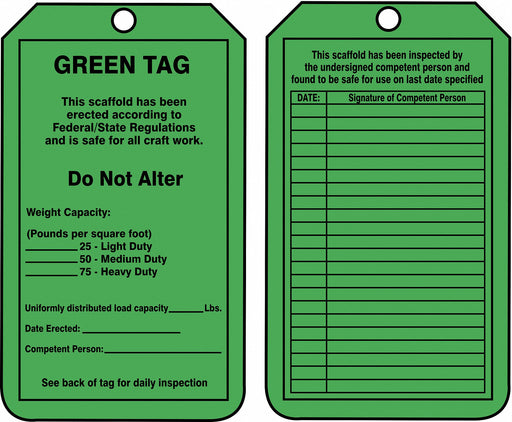 Safety Tag 5 3/4in H 3 1/4in W PK25