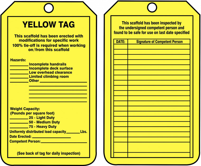 Tag Yellow 5-3/4inH 3-1/4inW PK25