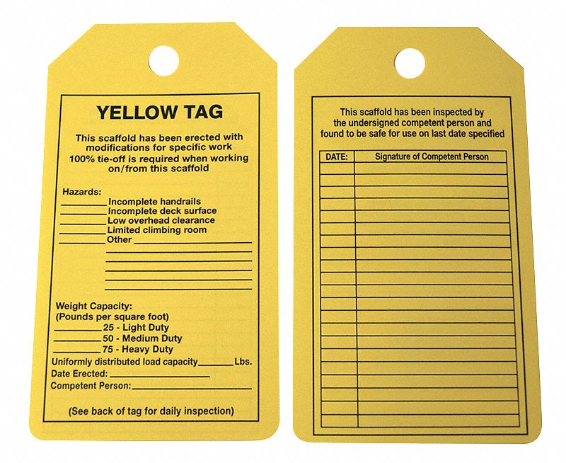 Tag Yellow 5-3/4inH 3-1/4inW PK25