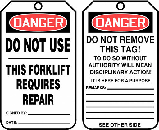 Safety Tag 5 3/4in H 3 1/4in W PK25