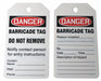 Danger Tag 5 3/4in H 3 1/4in W PVC PK25