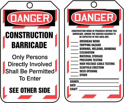 Safety Tag 5 3/4in H 3 1/4in W PK25